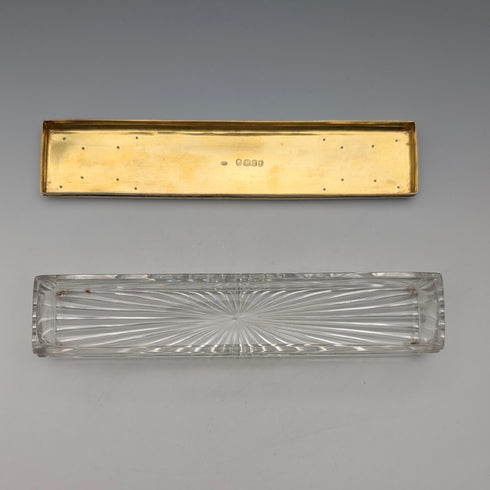 1843年 英国アンティーク ギルト純銀蓋 ガラス トリンケットボックス William Neale